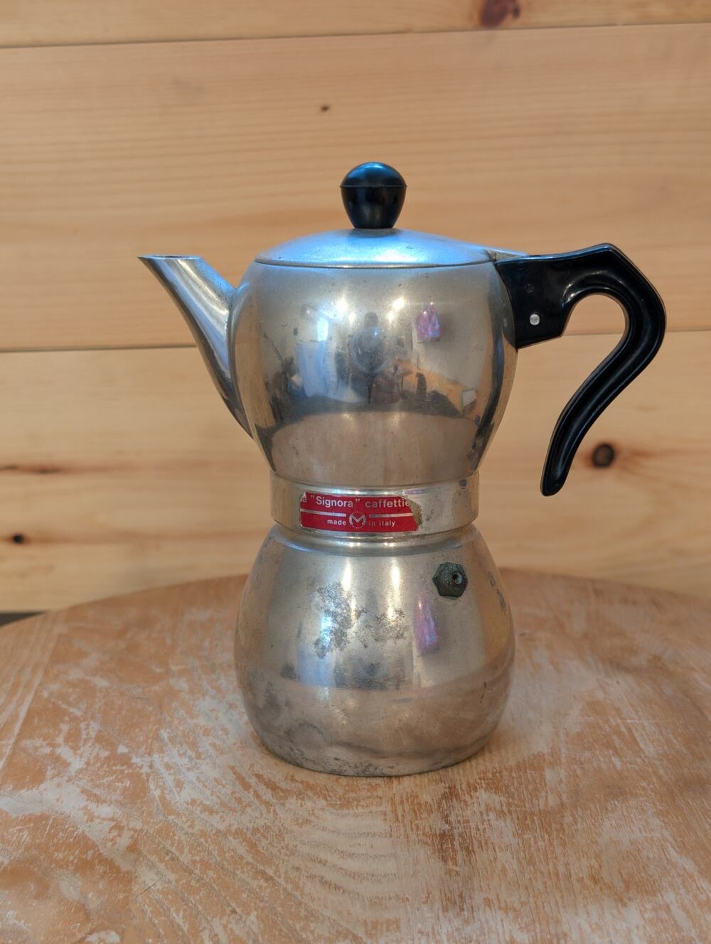 Vintage La Signora Stovetop Espresso Maker Moka Pot Aluminum 6.5" Italy